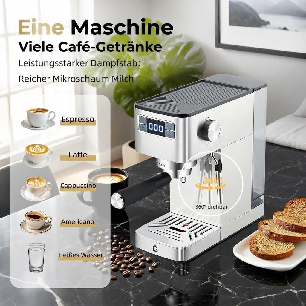 Kaffeemaschine 20 Bar – Edelstahl Siebträgermaschine