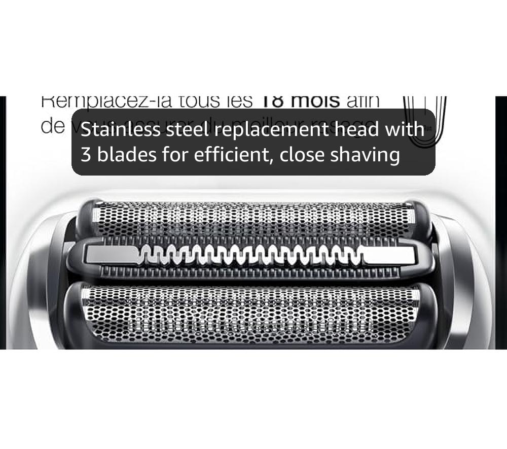 Braun Series 7 Electric Shaver Replacement Head, Easily Attach Your Shaver Head for a Shave as efficient as Day one, Compatible with New Generation Series 7 Shavers, 74S, Silver