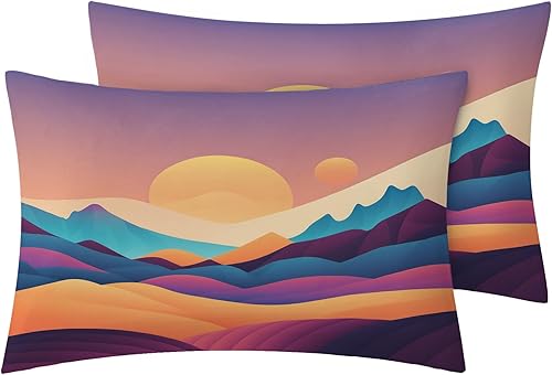 Miniatura 3 de Juego de sábanas de 5 piezas para cama tamaño King dividido, estilo bohemio de montaña, juego de sábanas y fundas de almohada estampadas, de