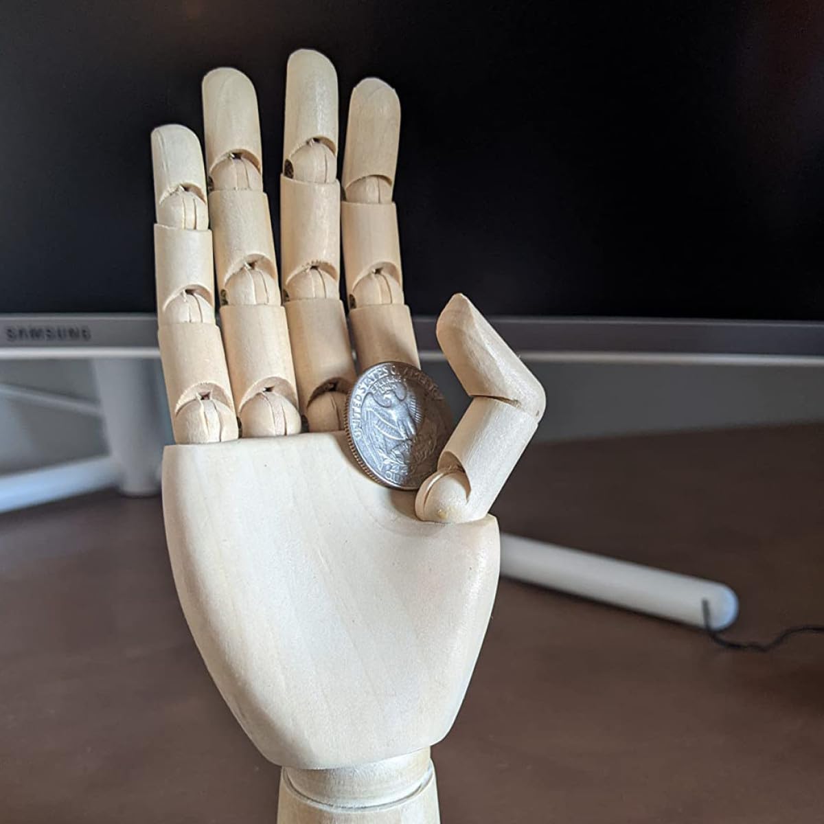Zerodeko Modèle de Main en Bois Articulée Rotative pour Croquis et Dessin, 2 Pièces, Finition Kaki, Joints Mobiles, pour Étudiants et Garçon et Filles en Modélisation Artistique