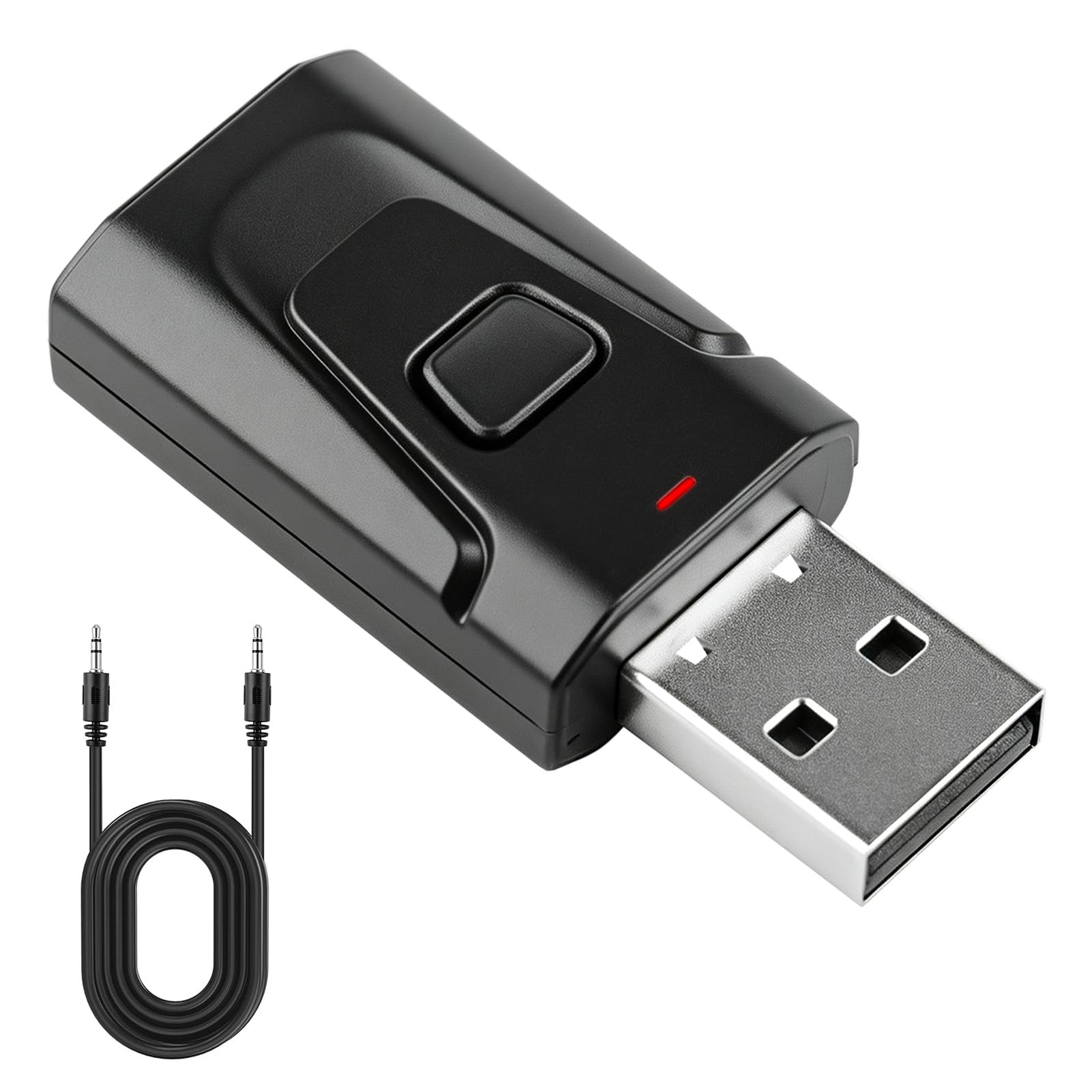 Adaptador Bluetooth 5.0 USB 2 en 1 Transmisor Incluye Cable Audio de 3,5mm | Dongle Bluetooth Adecuado para PC TV Coche y Altavoces Audio Estéreo Sin Latencia