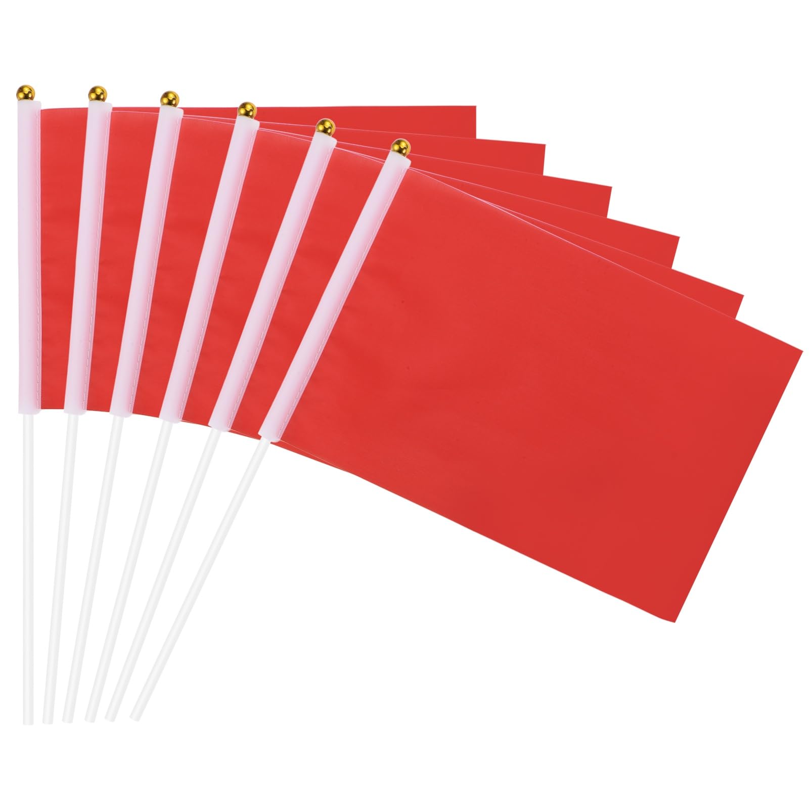 sourcing map 12Pcs Red Blank Stick Flag,21x14cm,Plastic Stick