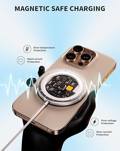 Miniatura 3 de Cargador inalámbrico magnético de 6 pies para iPhone, carga segura Mag, paquete de 2 almohadillas de carga inalámbrica rápida para Apple iPhone 17