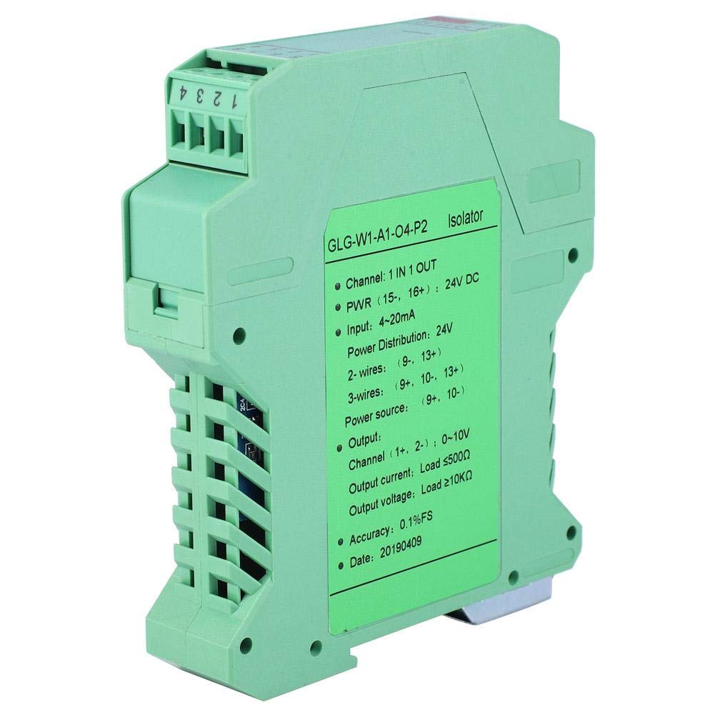DC Acondicionador de señal, DC 24V DC Transmisor aislador de señal de corriente 4-20mA PLC Detector de señal de acondicionador(1 in 1 out, 4-20mA to 0-10V)