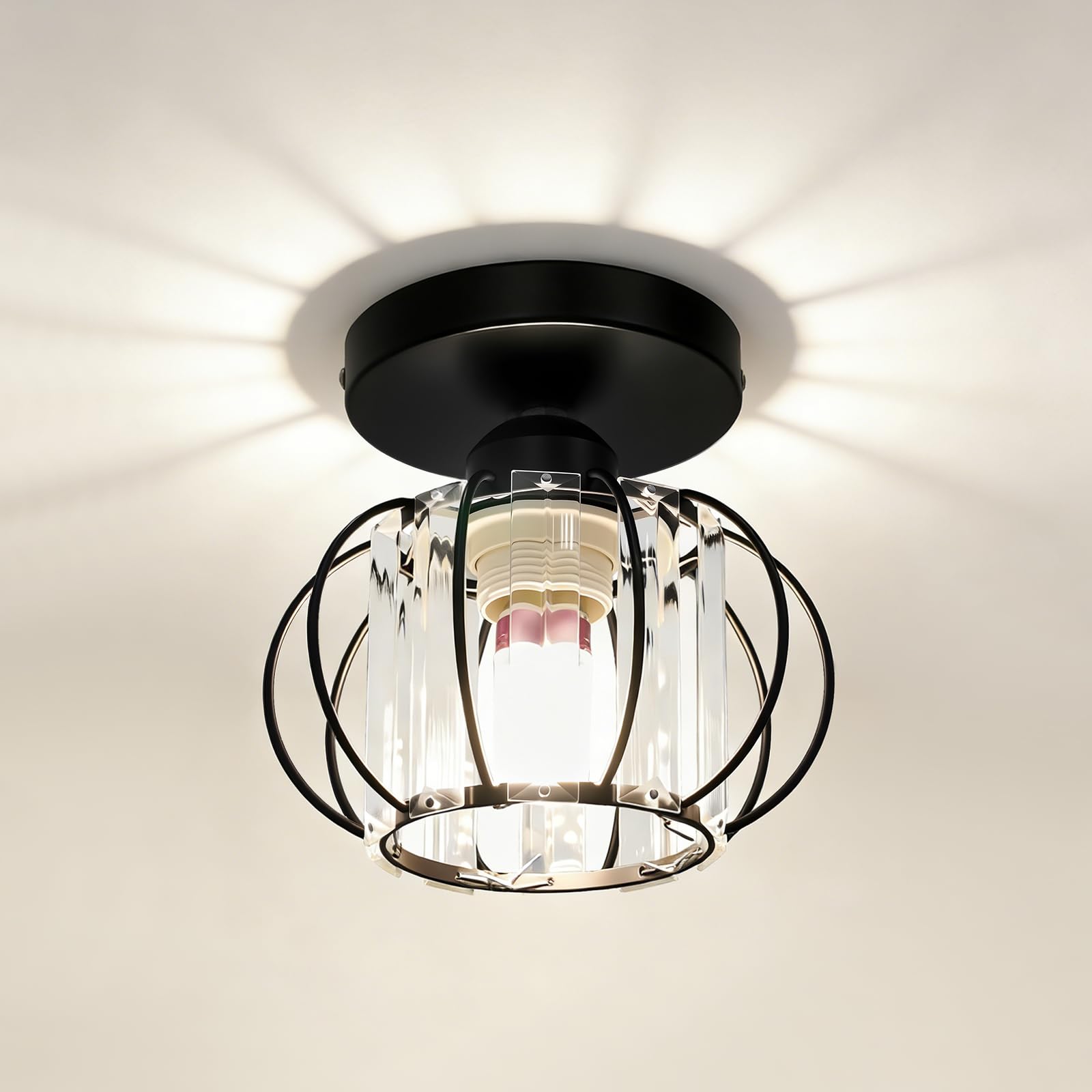 Modern Crystal Chandelier Industrial Semi Flush Mount Ceiling Light Fixture Antique Small Crystal Chandelier Indoor Lighting for Bathroom