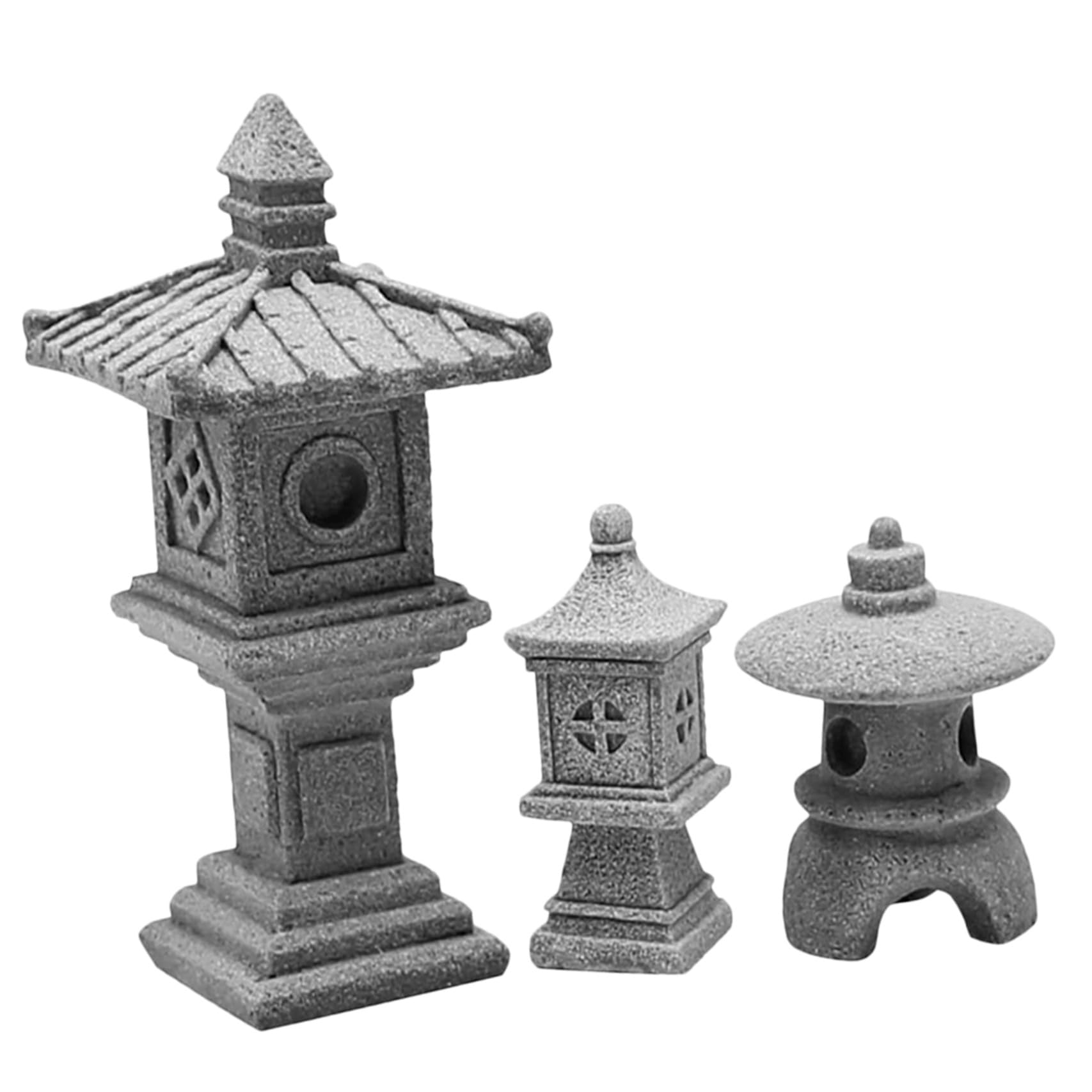 Statue pagode miniature de haute precision pour composition végétale