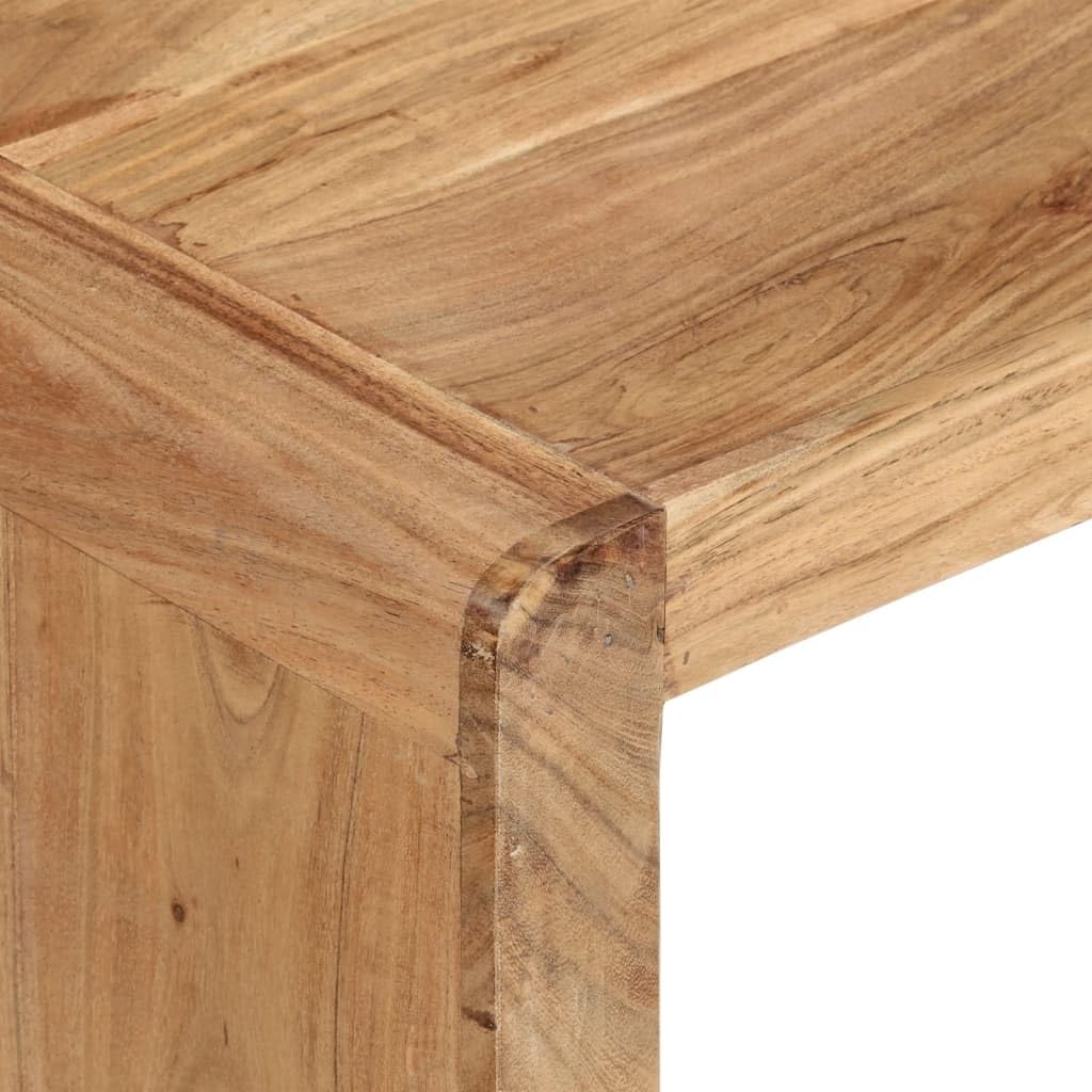 Mesa de centro de madera maciza de acacia, 110 x 55 x 35 cm, mesa auxiliar con estante y cajón, estilo rústico, para sofá, salón, oficina, rústica y funcional