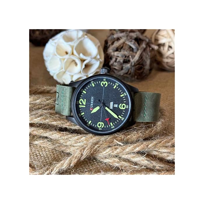 CURREN 8265. Reloj de Hombre de Cuarzo en Ante de Color Verde con función de Calendario. - Imagen 5