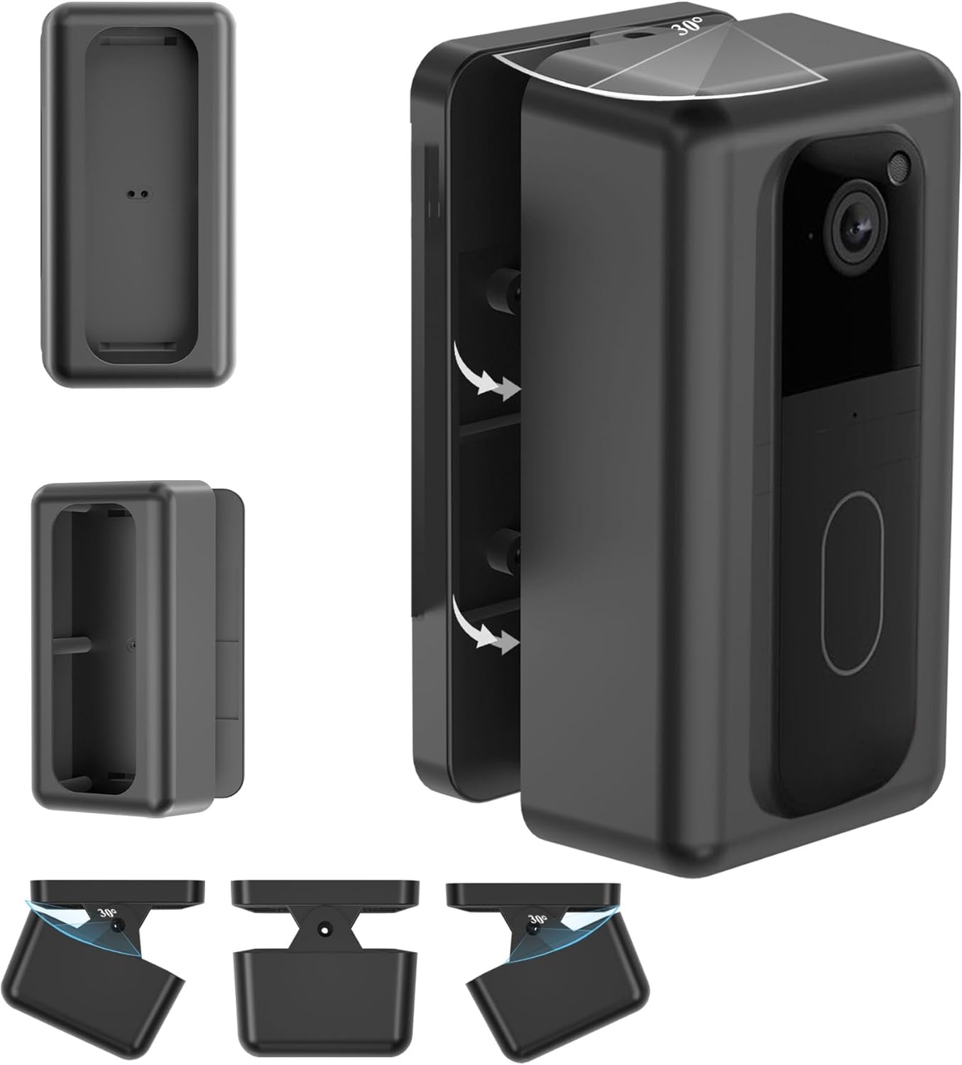 Anti-Theft Doorbell Mount Compatible with Blink 2nd Gen Video Doorbell Mount,Adjustable Mounting 30° Left & Right Angle Doorbell Mount No Drill Door Not Block Motion Sensor & Night Vision