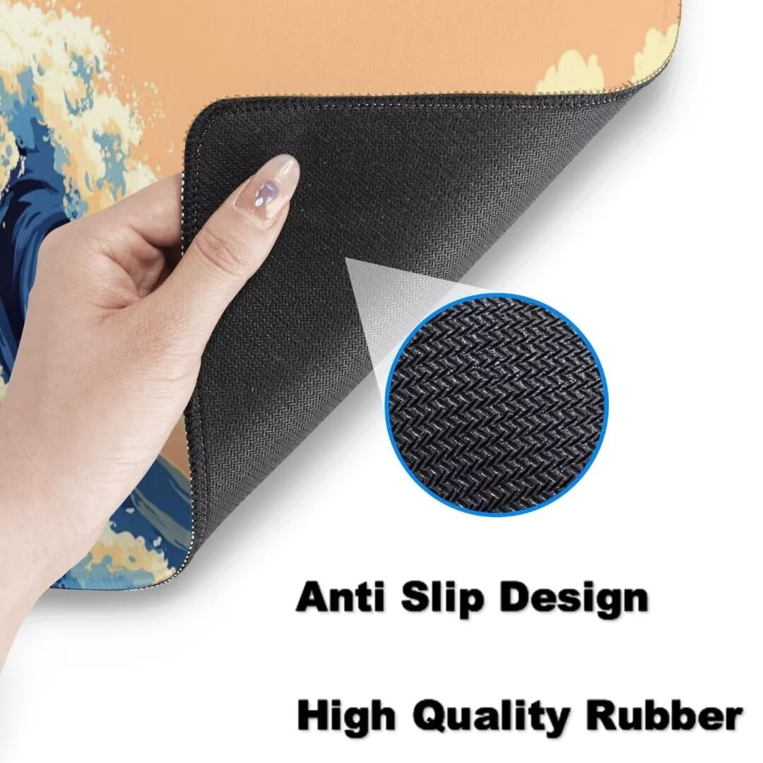 Alfombrilla Ratón XXL 1000 x 500 mm, Japonés Alfombrilla de Ratón con Base de Goma Antideslizante, Alfombrilla Escritorio Impermeable Alfombrilla Ratón Gaming Desk Mat, Mouse Pad para Gamer Mar qw370