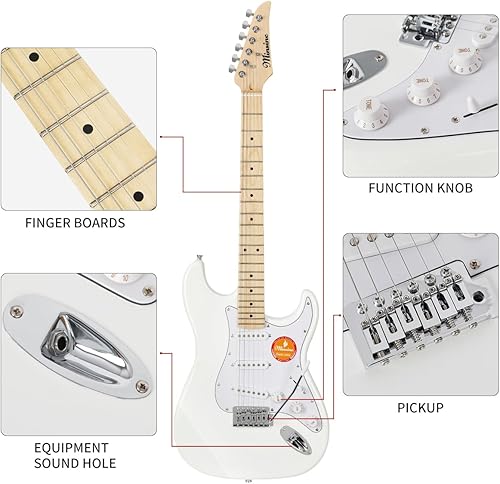 Miniatura 3 de Guitarra eléctrica de 39 pulgadas, Designer Series MS-100 Guitarra eléctrica de cuerpo sólido para principiantes intermedios y profesionales, bobina