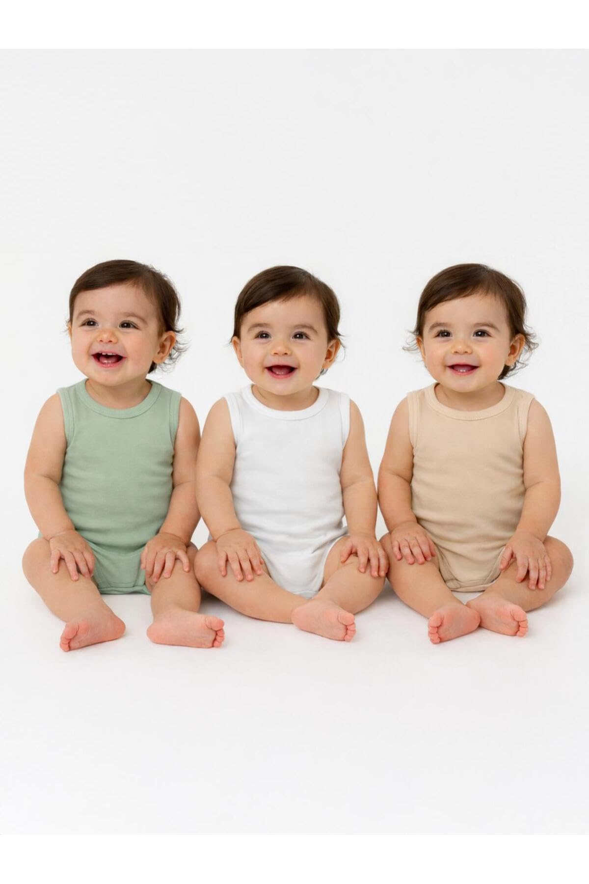 Civil Baby 3'lü Karışık Renk Çıtçıtlı Badi, 3-36 Ay, Bej