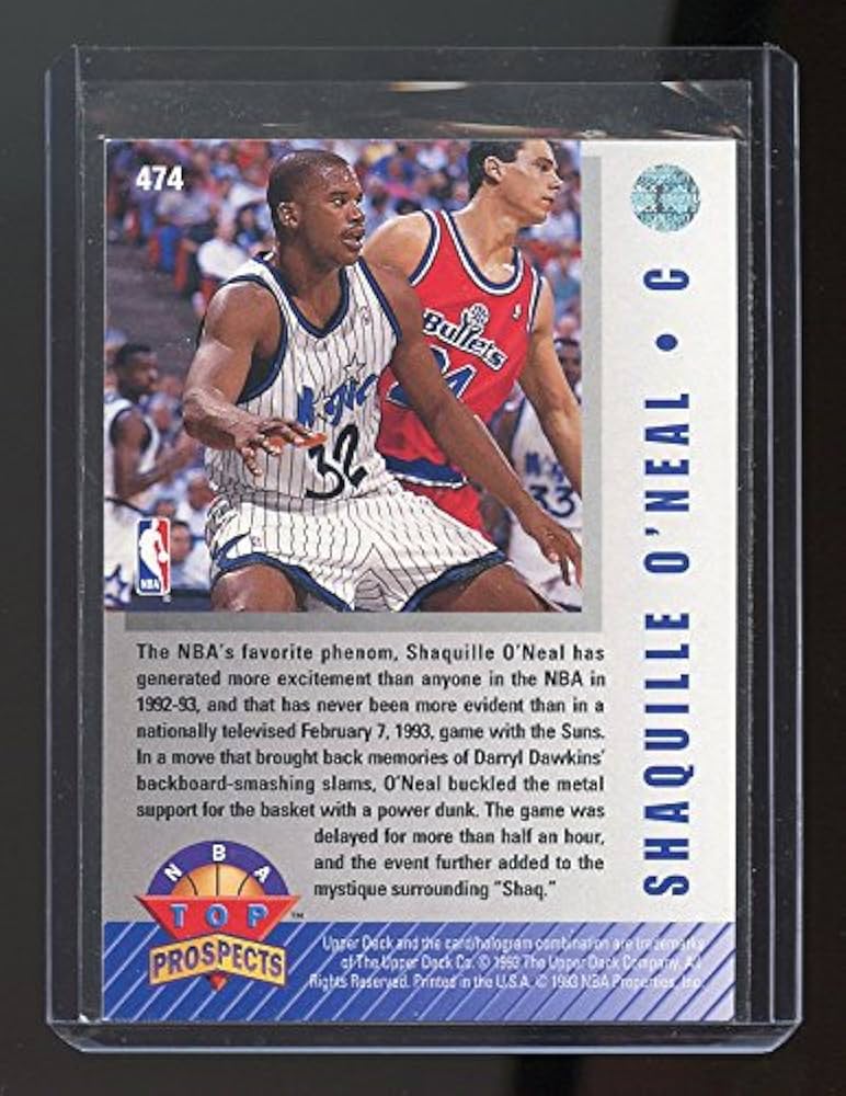 NBA カード　シャック　② 1993 Shaquille O'Neal Upper Deck #474 NBA Top Prospects | eBay