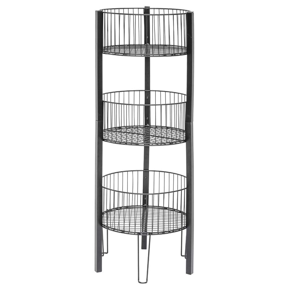 Grand & Benedicts Black 3-Tier 17 x 46-1/4-In. Basket Bin Display