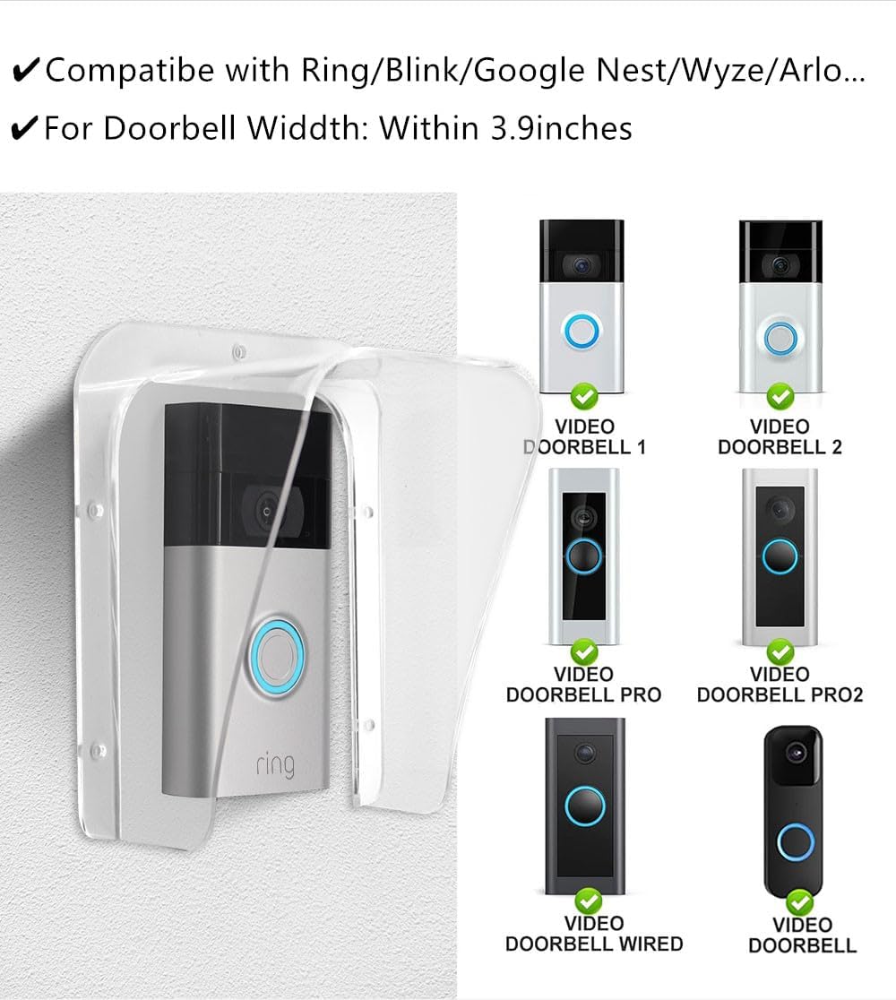 Doorbell Rain Cover Weatherproof Compatible for Ring/Blink/Google Nest Video Doorbells, Large Acrylic Doorbell Cover Protector for Outside Camera Doorbells/Door Keypad/Attendance Machine(Model B)