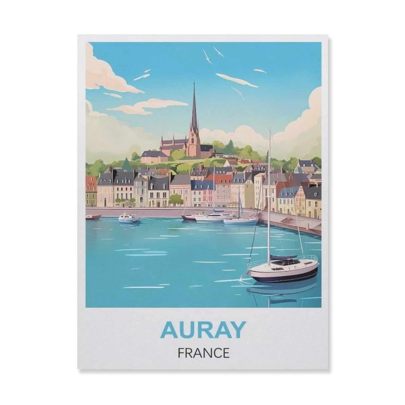 Funny Metal Tin Sign Wall Decor，Auray France(30x40cm）