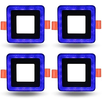 DMT 6 Watt Decorative LED Light, Jelly Type Square (Double Color) White & blue effect 4D Led Panel Light (Pack of 04