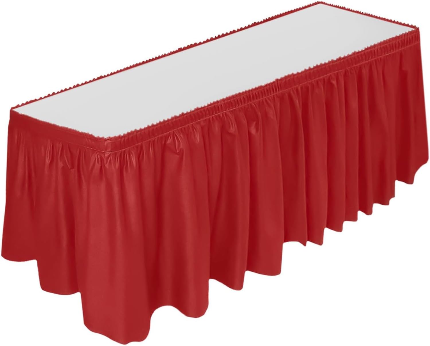 DecorRack Table Skirt, 29 in x 14 ft -BPA Free- Plastic Tableskirt, Disposable, Reusable, Rectangular Tablecloth Skirt, Red (1 Pack)