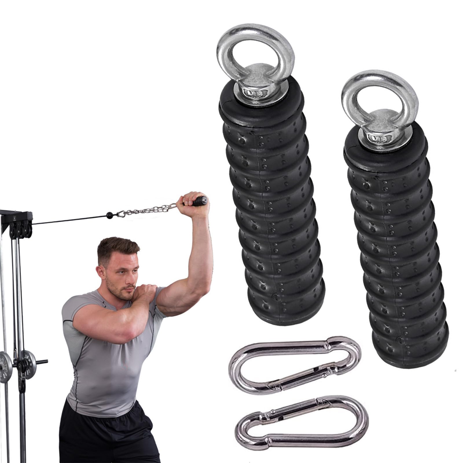 Ergonomic Tricep Rope Pulldown Attachments Cable Attachments for Gym, Lat Pull Down Bar for Cable Machine, Tricep Workout Cable Attachments 2-Pack