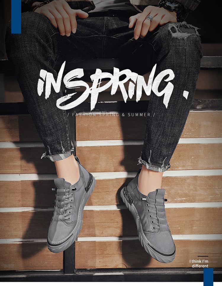 Men's Canvas Slip-On Loafers Hand-Stitched Driving Shoes Soft Rubber Sole, Breathable Lining Low-Top Round-Toe Design for Business Casual & Casual Attire3