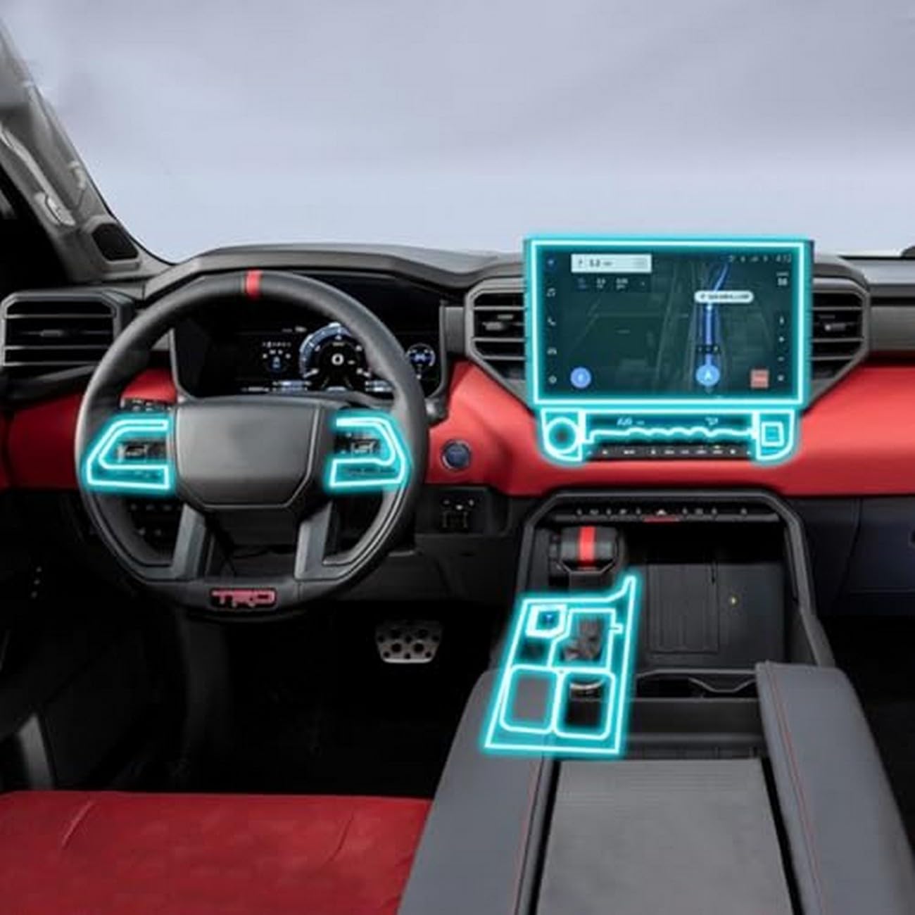 Película protectora de TPU para consola de Toyota Tundra 2022-2023 transparente 4