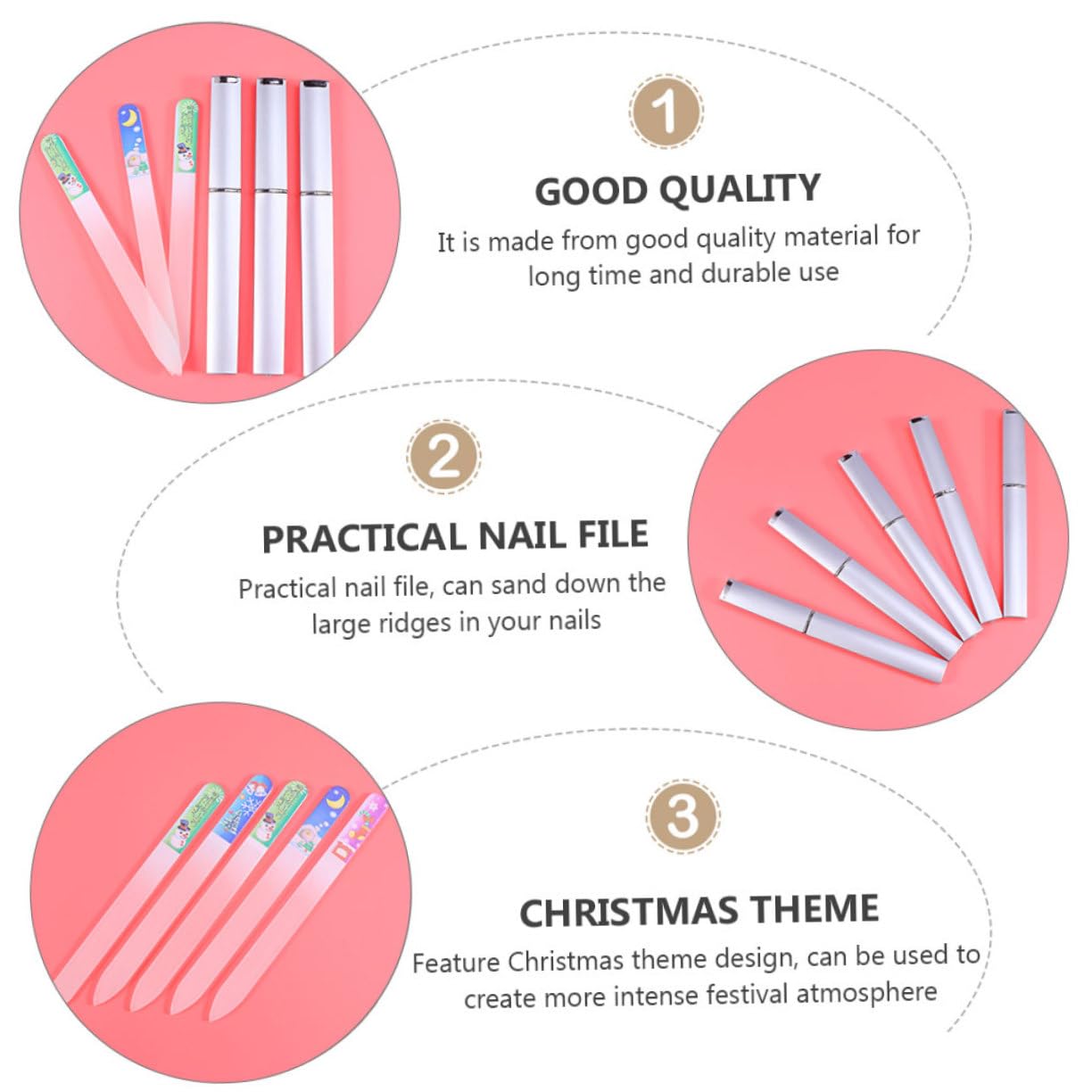 FRCOLOR 20 Piezas archivo de cristal de Navidad christmas limas para uñas pulidor de uñas lima de uñas para uñas naturales suministros de arte de uñas limas de uñas de vidrio