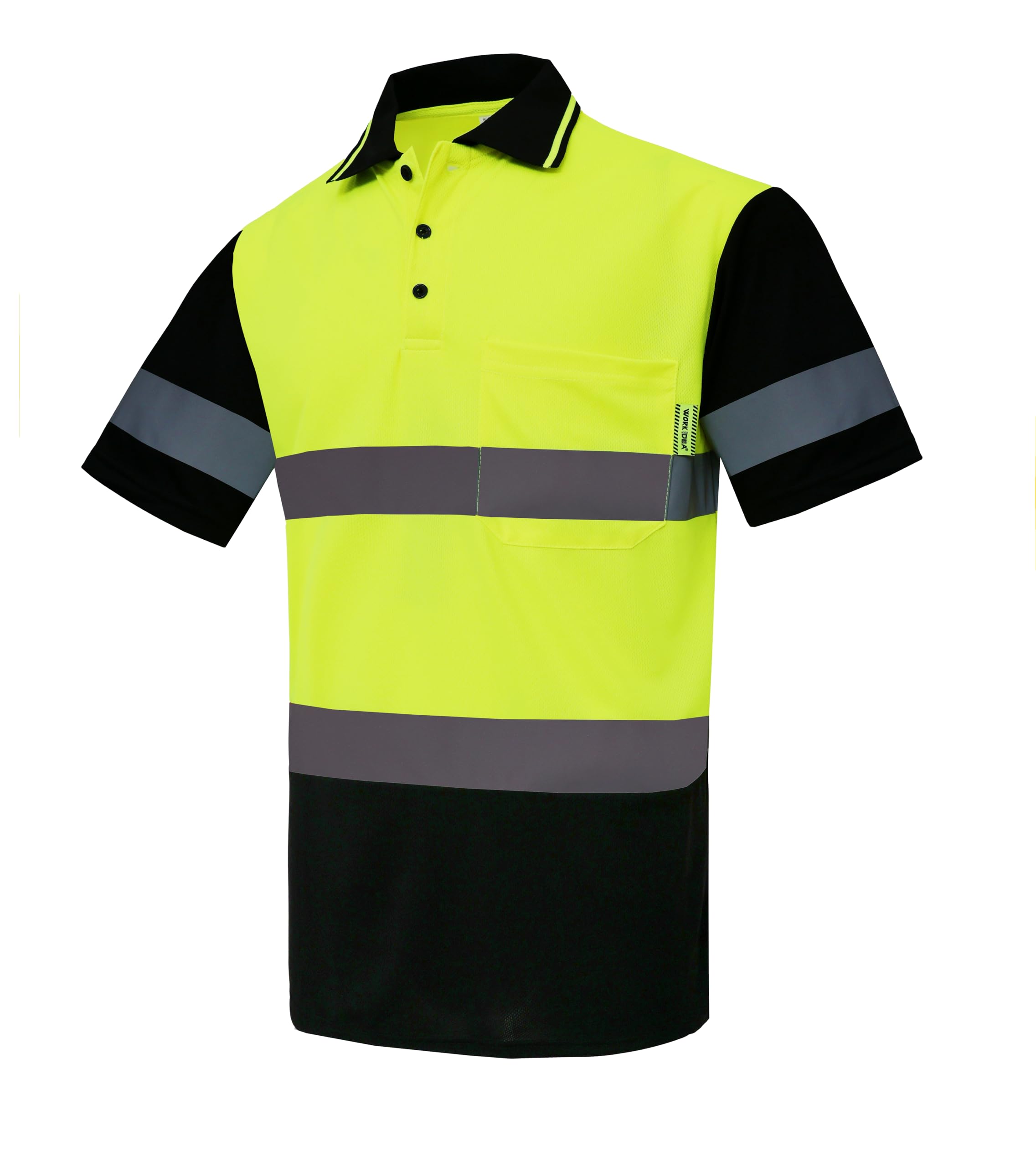 WORK IDEA Polo da uomo con protezione di avvertimento, polo da lavoro riflettente