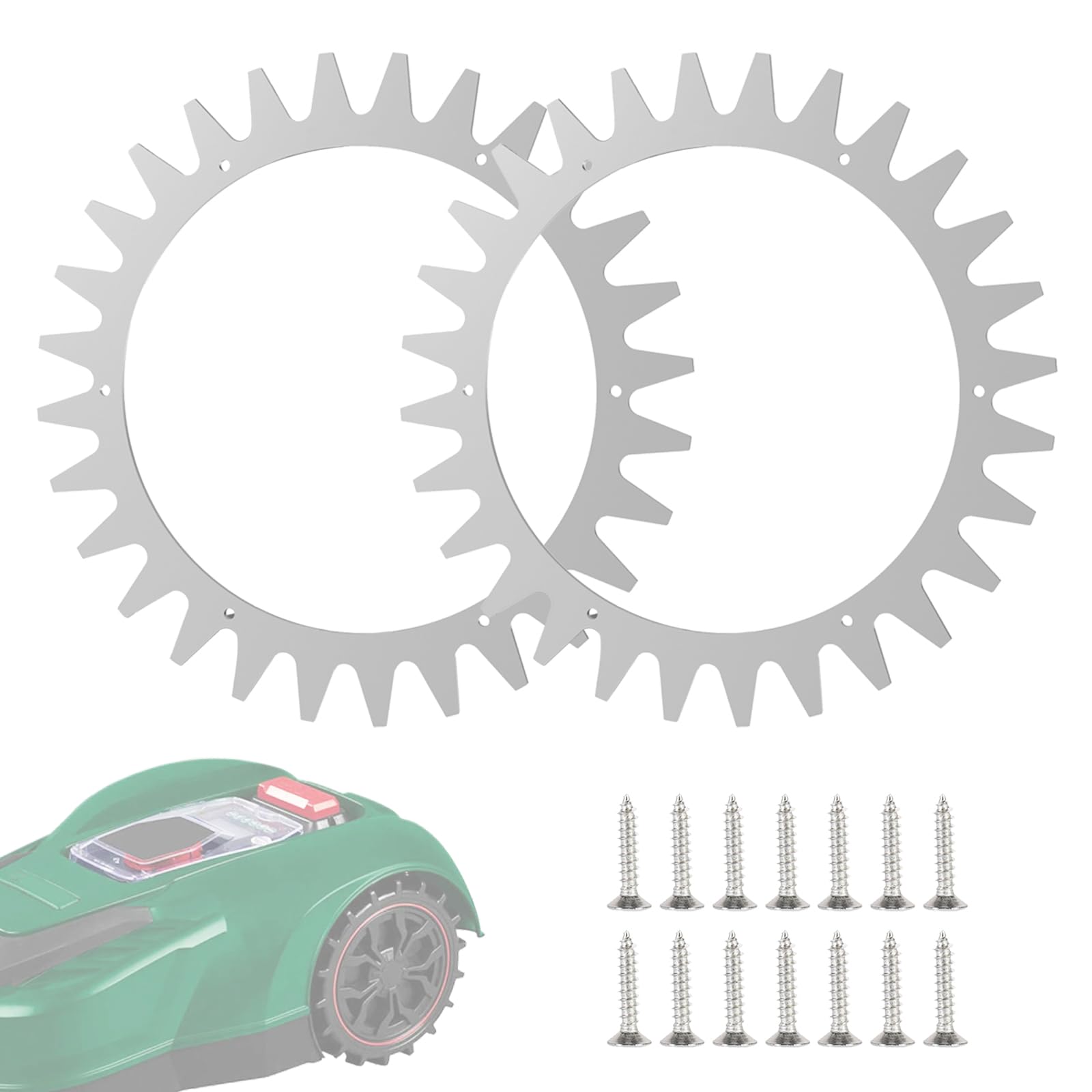 Spikes de Acero Inoxidable de Repuesto para Parkside PMRA/PMORDA 20 -Li B2,Puntas de Acero Inoxidable para Cortacésped con 14 Tornillos,Mejora de Tracción para Robot Cortacésped,Tamaño de Rueda 212 mm