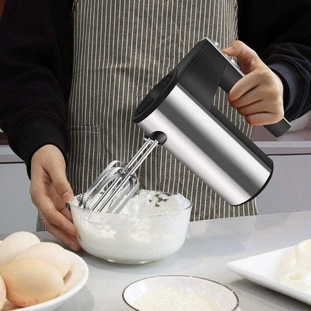 Mezcladores de Mano para el hogar Cocina de Mano Negro 5 velocidades con función Turbo Batidor eléctrico, Incluye batidores de Acero Inoxidable Resistentes y Ganchos para Masa