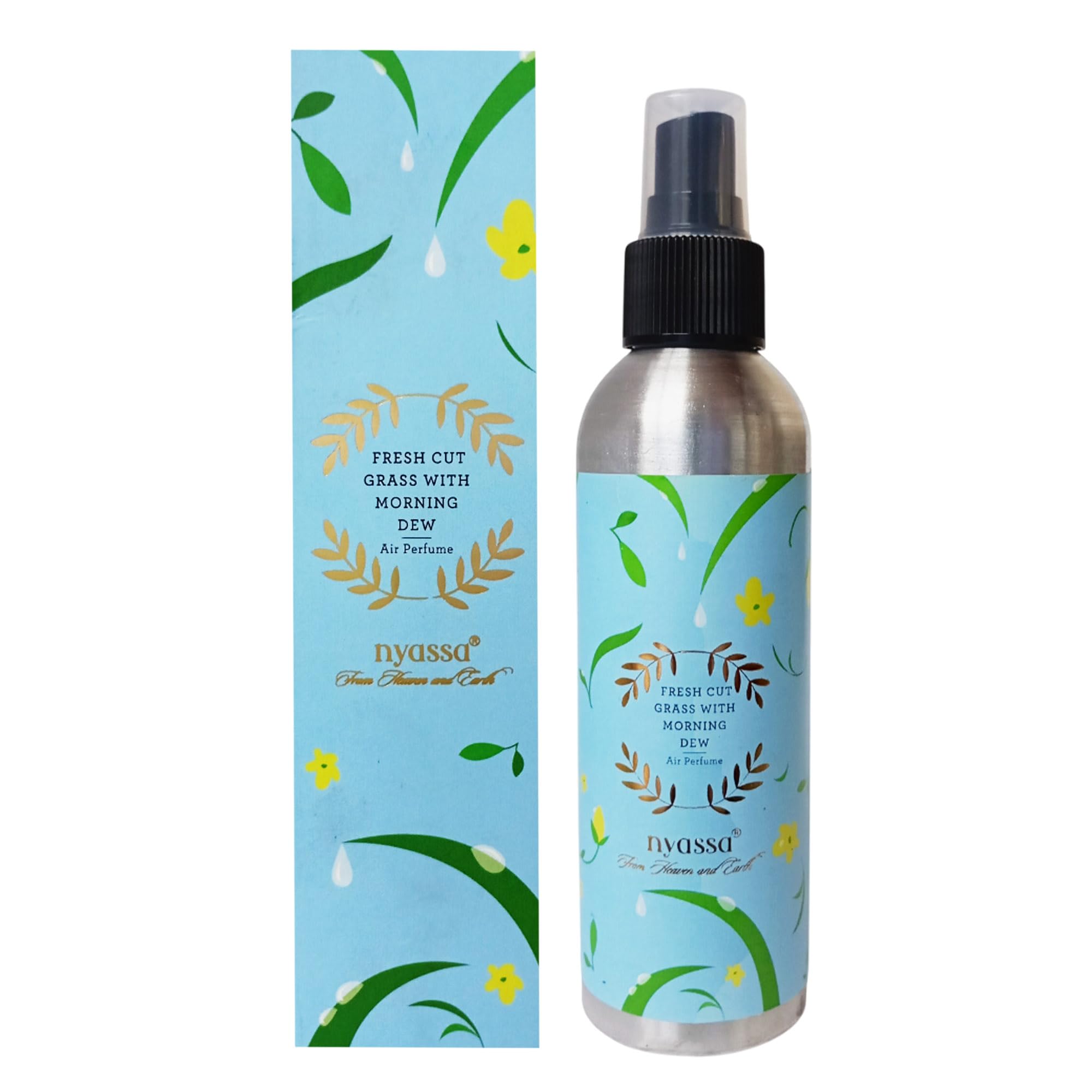 NYASSA Air Freshener Spray – Cut Grass & Morning Dew Fragrance | 180ml Water-Based Room, Car & Office Perfume | Long-Lasting Odour Eliminator | Alcohol & Paraben Free