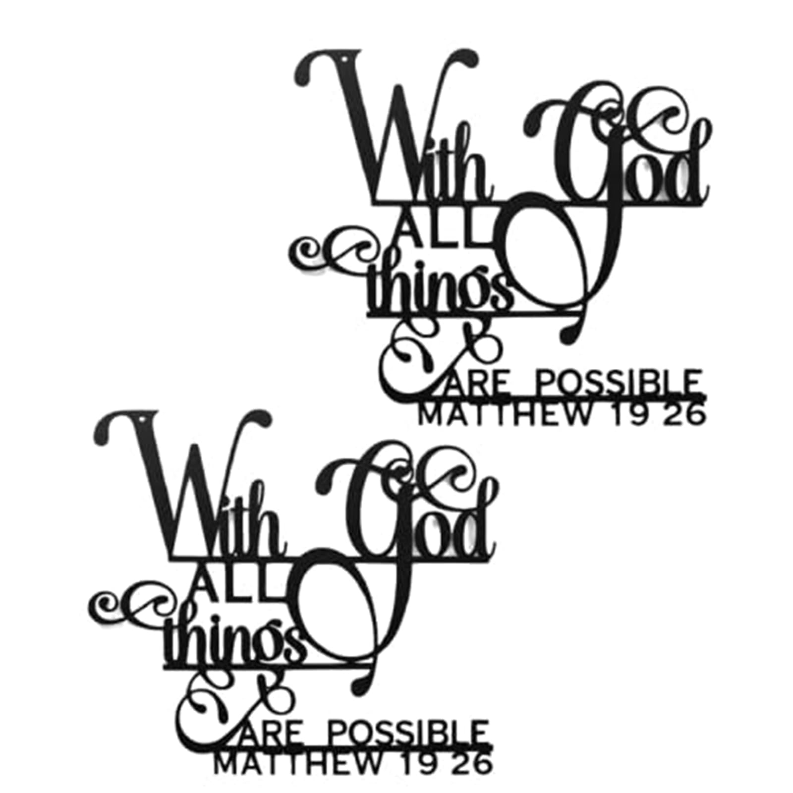 With God All Things Are Possible Sign Metal Wall Decor, Religious Scripture