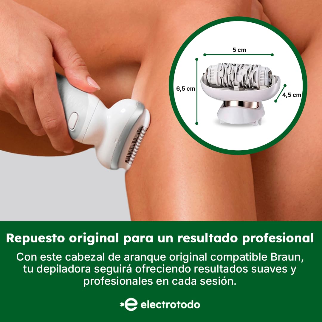 Cabezal De Arranque Original | Compatible Con Depiladora Braun Flex 81719648 | Repuesto Cabezal De Depilación Cómodo Color Blanco | De Ajuste Preciso y Fácil Instalación Para Depiladora