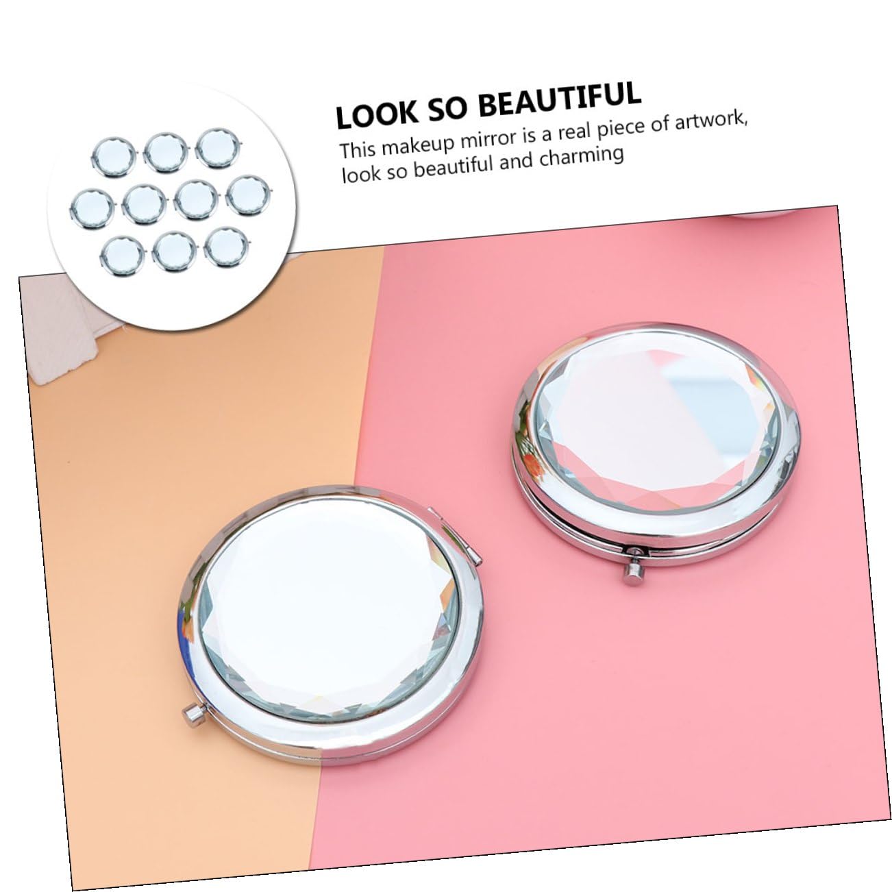 10 Pezzi Cosmetico Tascabile Doppio Compatto e Portatile Specchietto Viaggio e Resistente per Borsa e