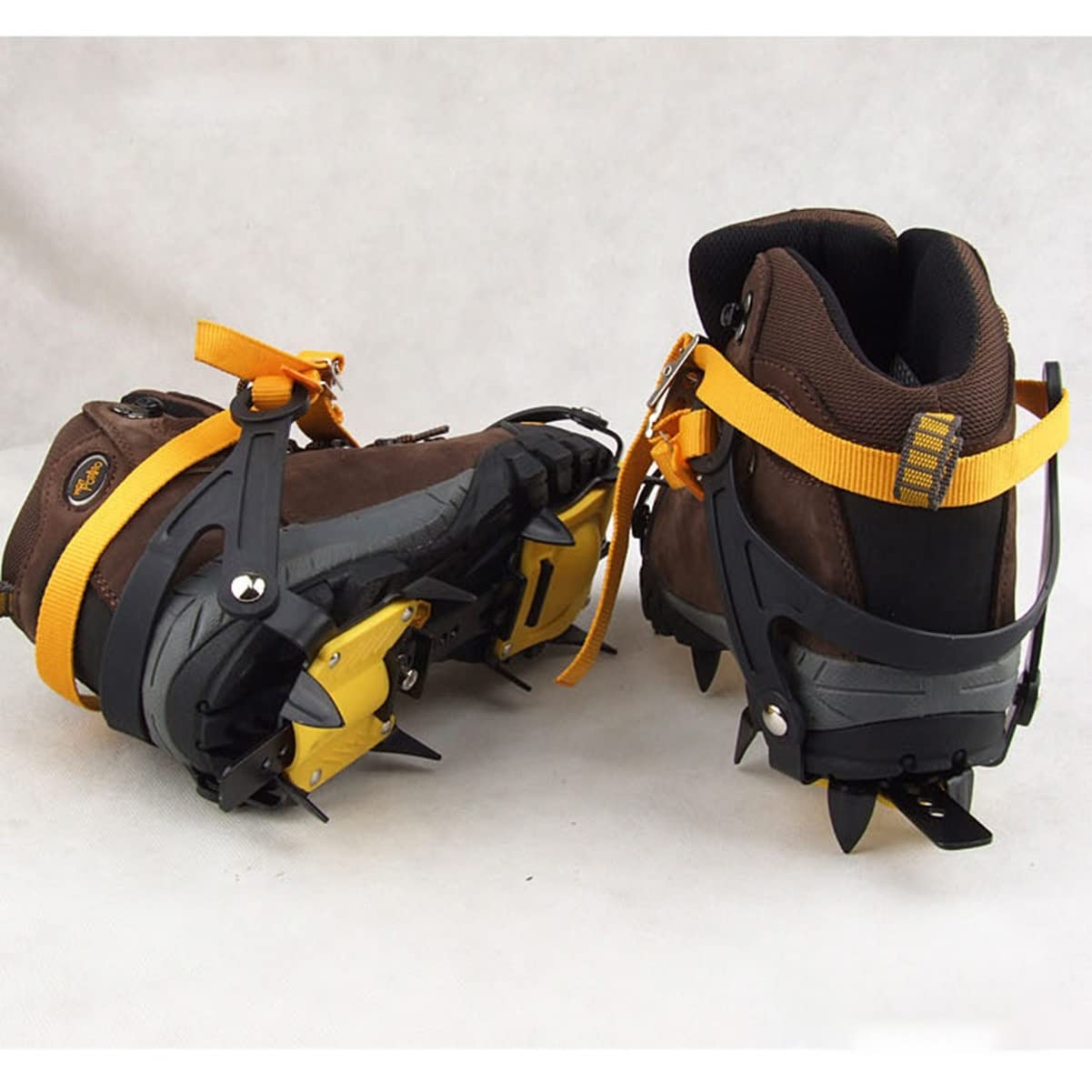 10 dientes antideslizantes garras de hielo, crampones de hielo ajustables, de alta resistencia de acero de hielo Cleat, pinchos de tracción de hielo para los zapatos y las botas para la nieve y el bar