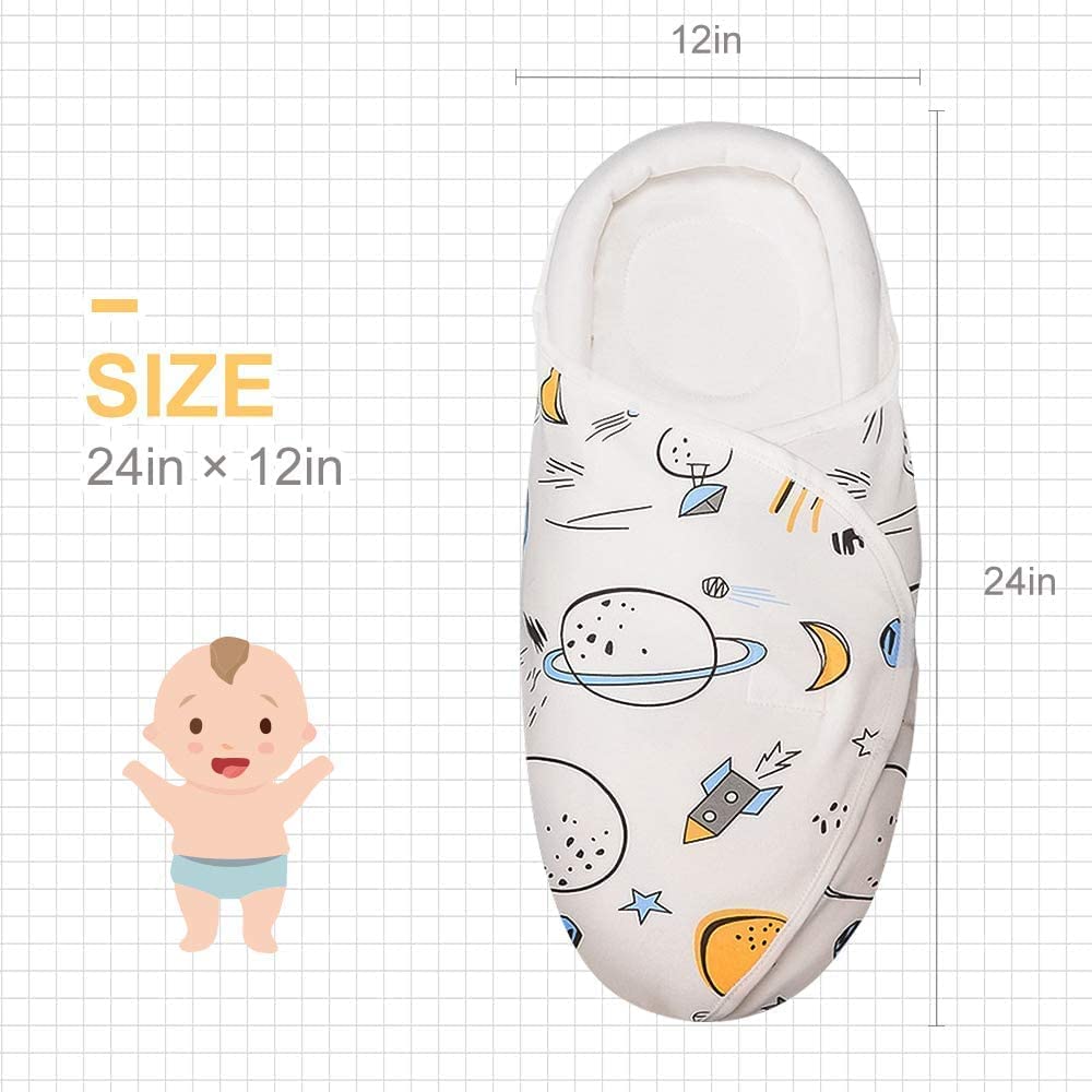 Premium Soft Cotton Baby Swaddle Blankets, Unisex Baby Blanket Wrap for Newborn Baby Boys Girls, Skin Friendly Wearable Swaddling Sleep Sack Calms Startle Reflex (Planet, White, 0-3 Months) - Image 2