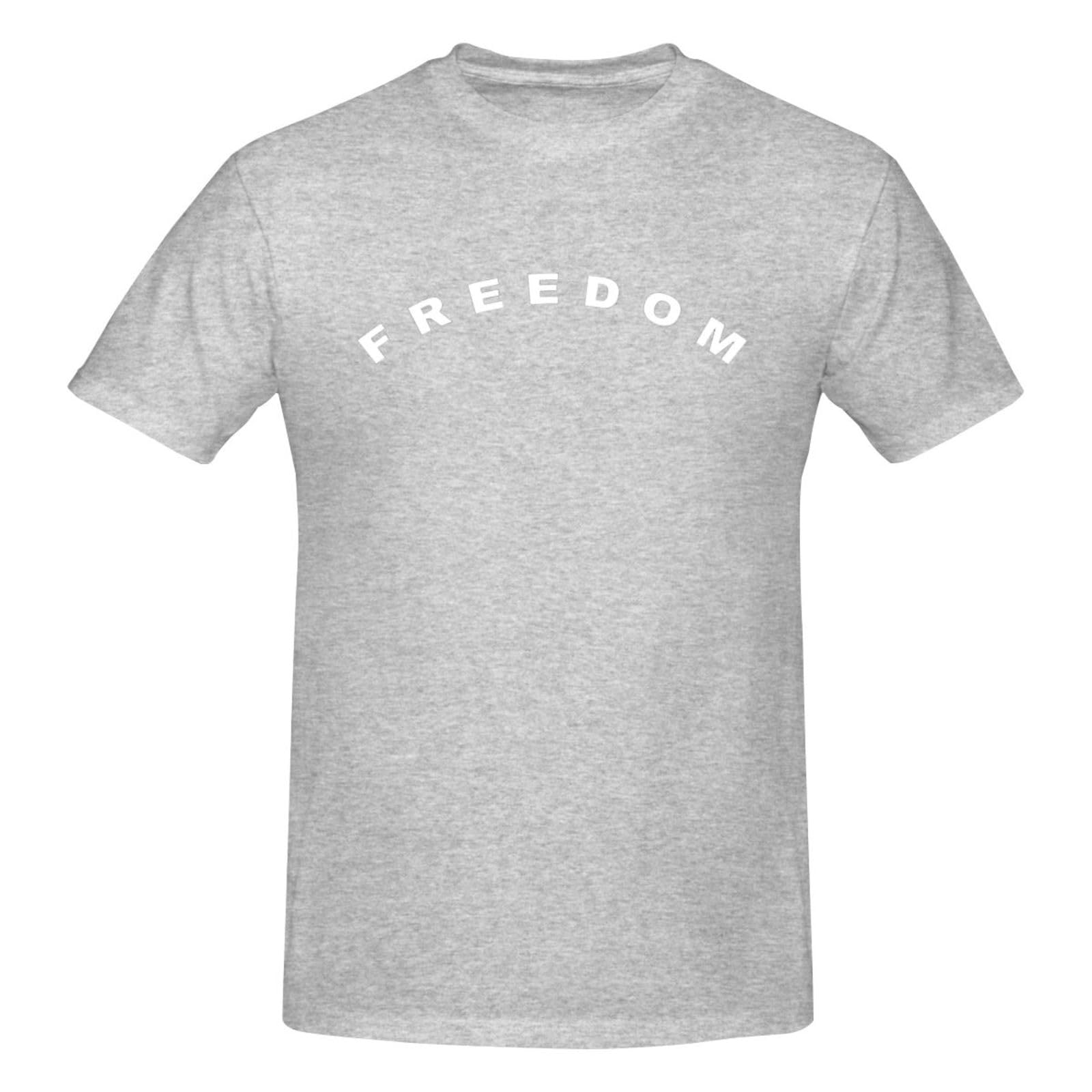 Gqwjksz Men's Gray 1 Freedom Charlie Kirk T-Shirt Short Sleeve Charlie Kirk Crew Neck Cotton Shirt