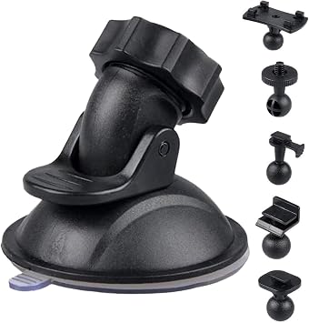 Car Mount Camera Stabilizer Suction Cup Mount Car Mount Car Camera Holder with 5 Adapters Dashboard Cam Mount Dashboard Cam Holder Car Holder Easy Installation 360 Degree Adjustable for Video