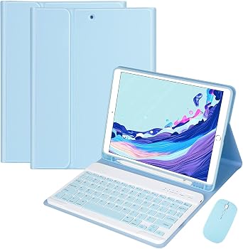 Galaxy Tab A7 Lite 8.7 Inch Case with Keyboard and Mouse Combo, Detachable Magnetic Keyboard+Mouse+Slim Cover for Samsung Tab A7 Lite 8.7" Model SM-T220/T225/T227 Sky Blue