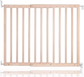 Safetots Chunky Wooden Screw Fit Stair Gate, Natural, 63.5cm - 105.5cm, Wood Baby Gate, Screw Fit Safety Barrier, Stylish Design and Practical Safety Gate, Easy Installation