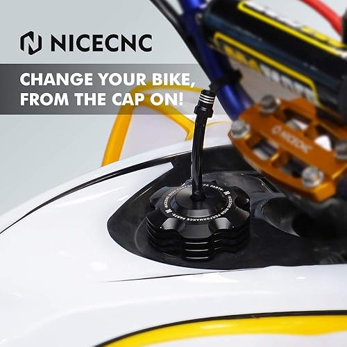 Miniatura 2 de NICECNC Tapa de combustible de gas negra con tubo de ventilación compatible con Yamaha Raptor 700 700R 50 BW350 GRIZZLY 125 RT100 TTR110 TTR 110,