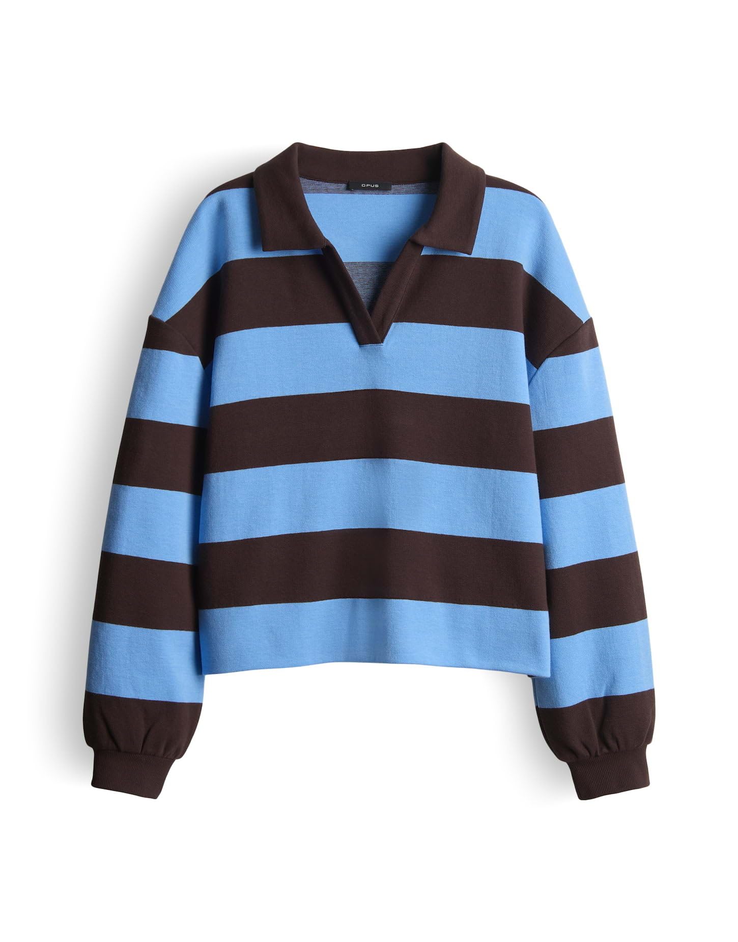 OPUS Damen Sweatshirt GLOCKI Loose Sweatshirt mit breiten Rugby Streifen Water Blue