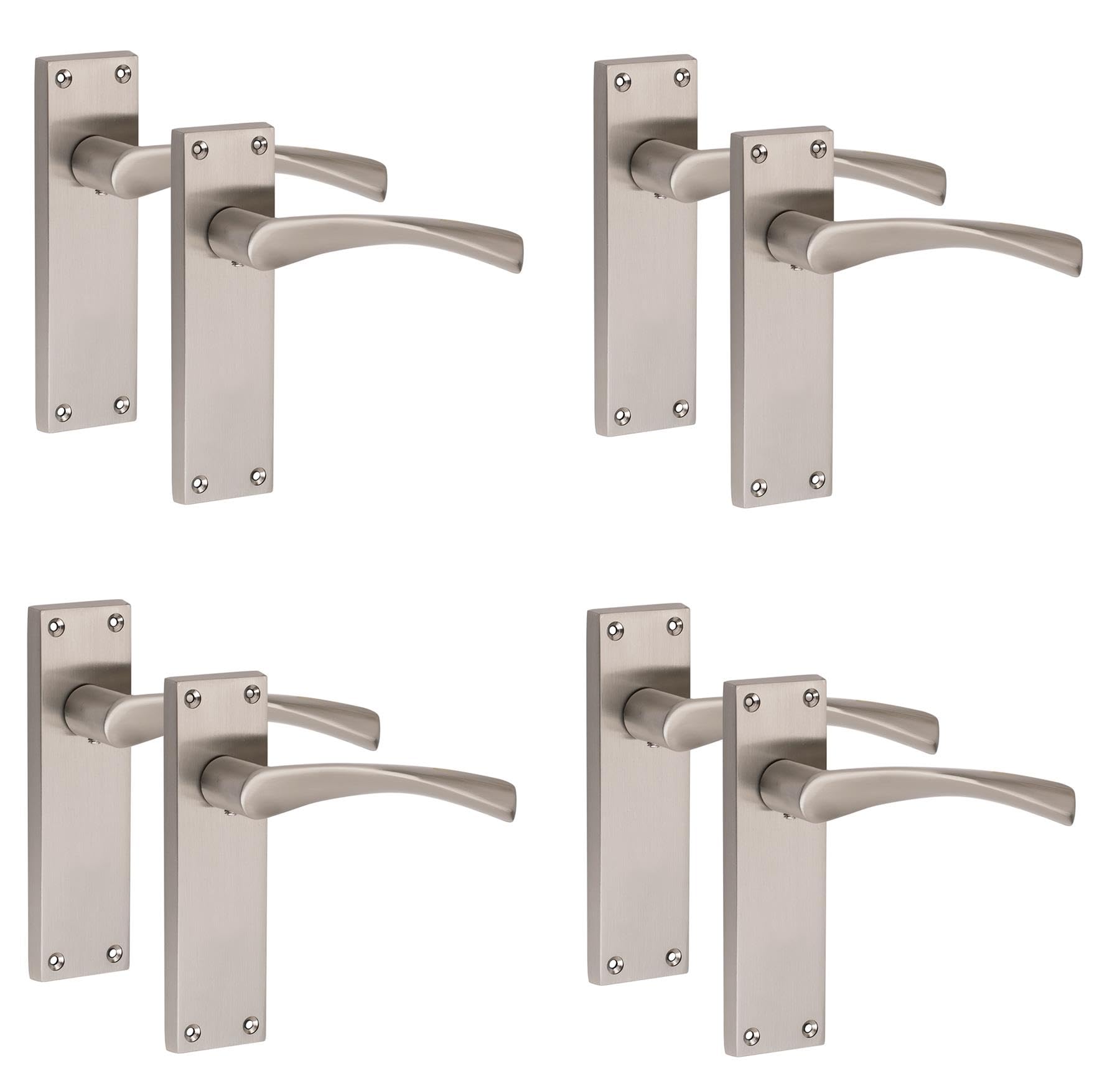 Golden Grace Satin Nickel 4 Pairs Victorian Astrid Scroll Interior Door Handle Finish 150 X 40Mm