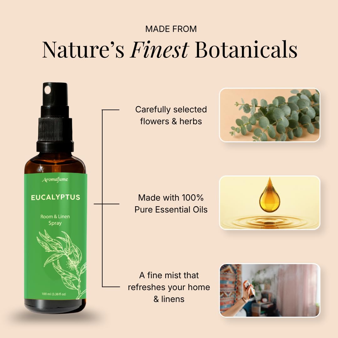 Eucalyptus Air Freshener Spray for Room, Linen & Pillow 100ml by Aromafume view 4