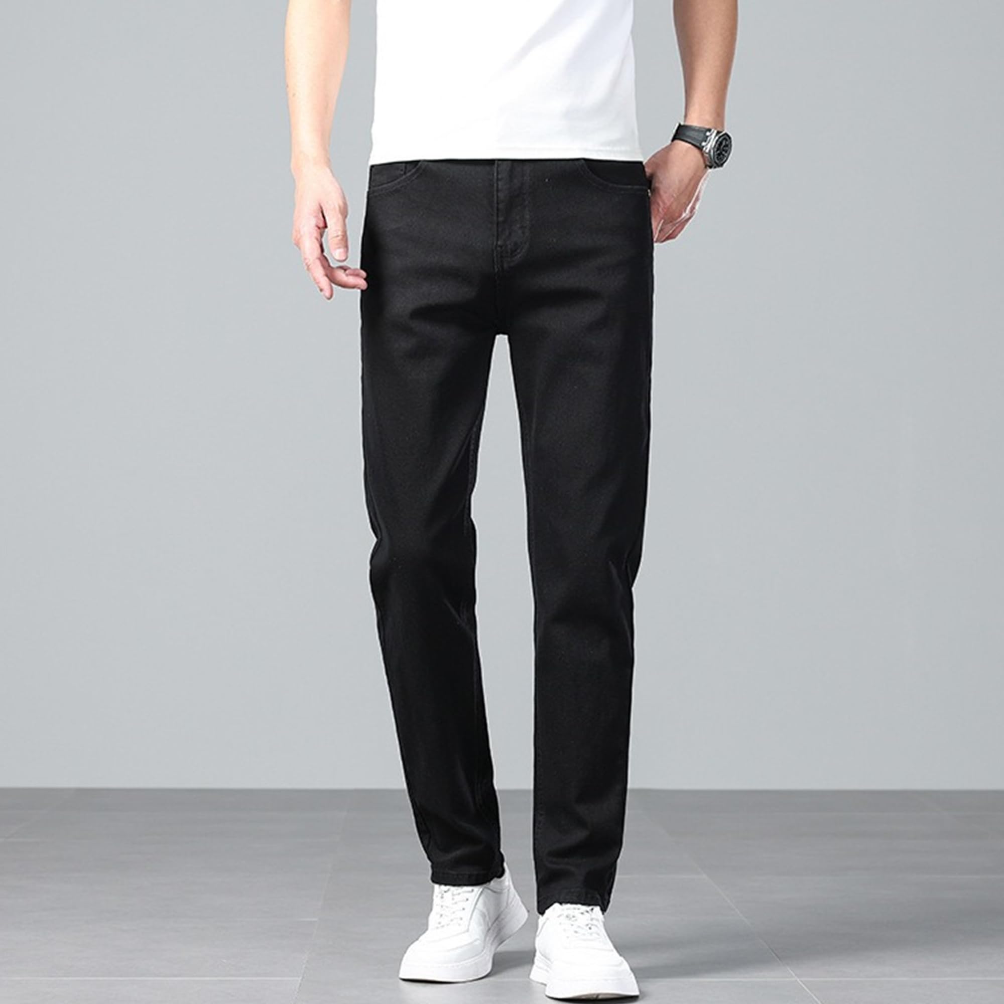 Jeans da uomo Regular Fit Stretch Denim Pantaloni classici casual dritti per uomo con 5 tasche