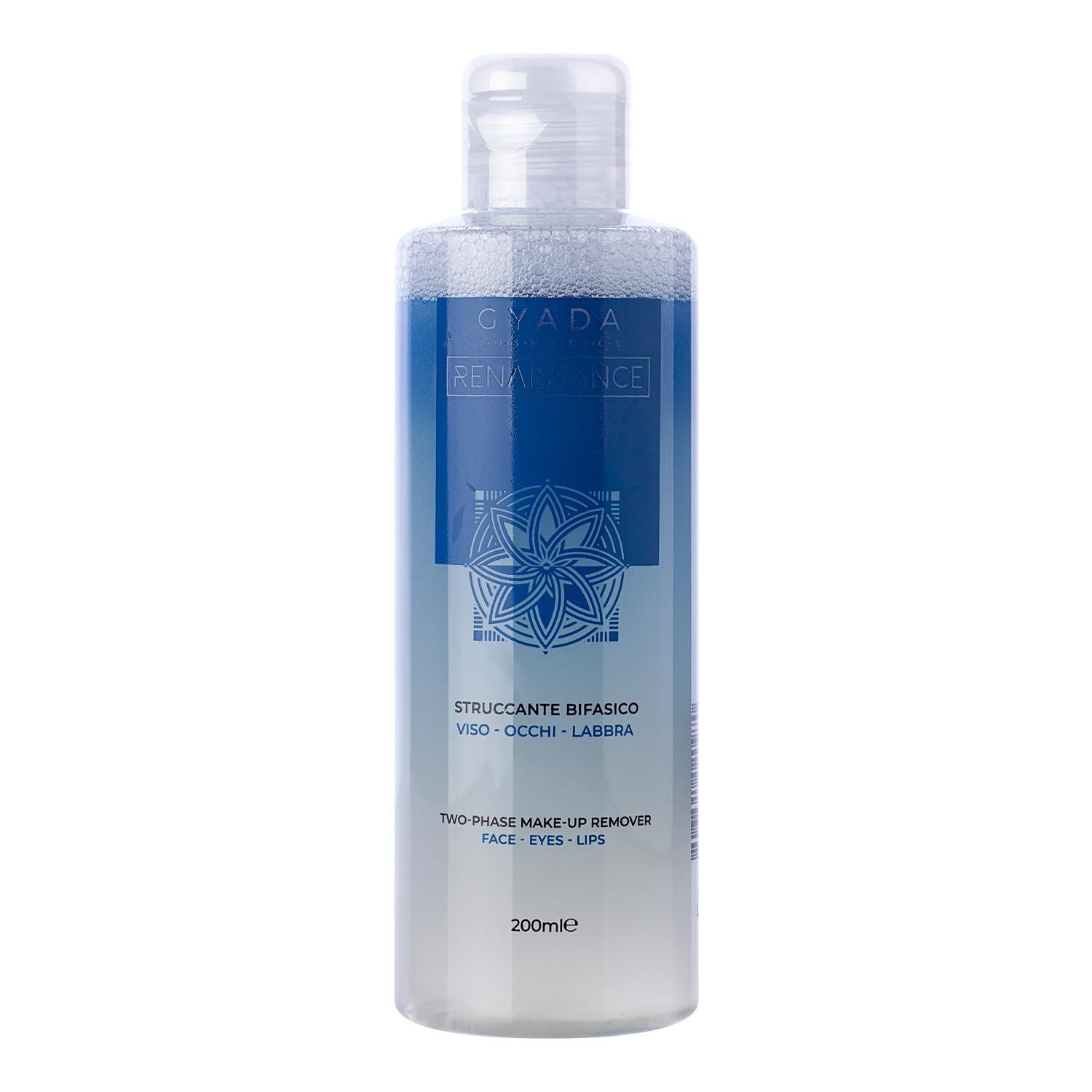 GYADA COSMETICS, Struccante Bifasico, Rimuove anche il Trucco Waterproof, Rende la Pelle Morbida ed Elastica, non Unge e non Irrita, a Base di Aloe, 200 ml, 1