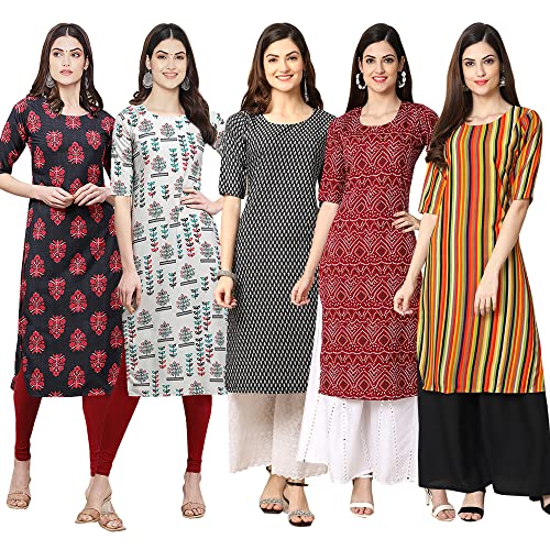 Image of Pinkmint Women's Crepe Digital Print Straight Kurta