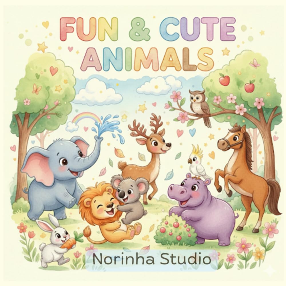 Fun & Cute Animals: 30 Adorable Animals to Color • Easy Line Art • Fun and Relaxing Activity Book