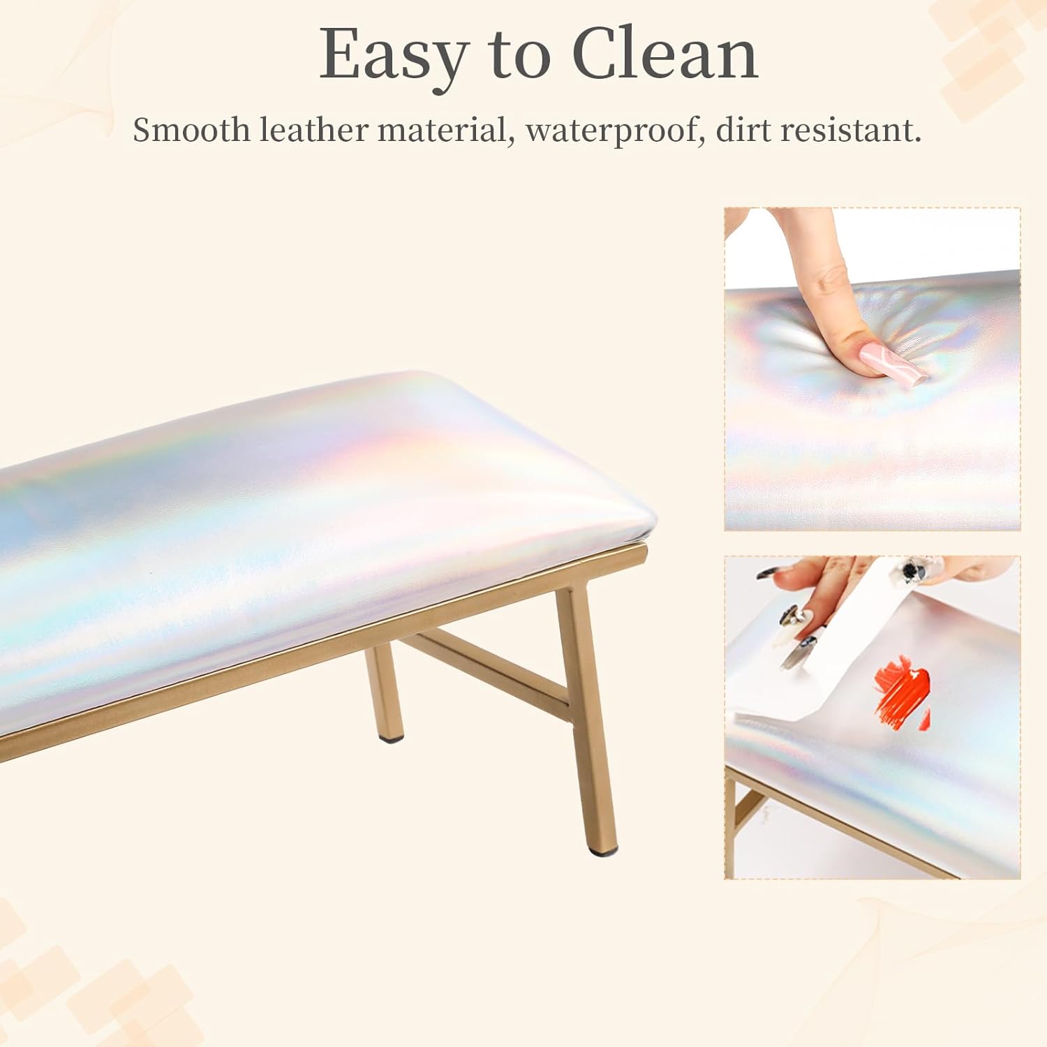 Arm Rest for Nails, Nail Arm Rest for Nail Tech with Microfiber Leather Nail Table Mat, Manicure Hand Rest Stand Nail Art Accessories Tool for Nails Tech (Aurora)