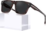 CARFIA Acetate Sunglasses for Men Polarized UV400 Protection Modern Flat Large Wrap Square Driving Glasses