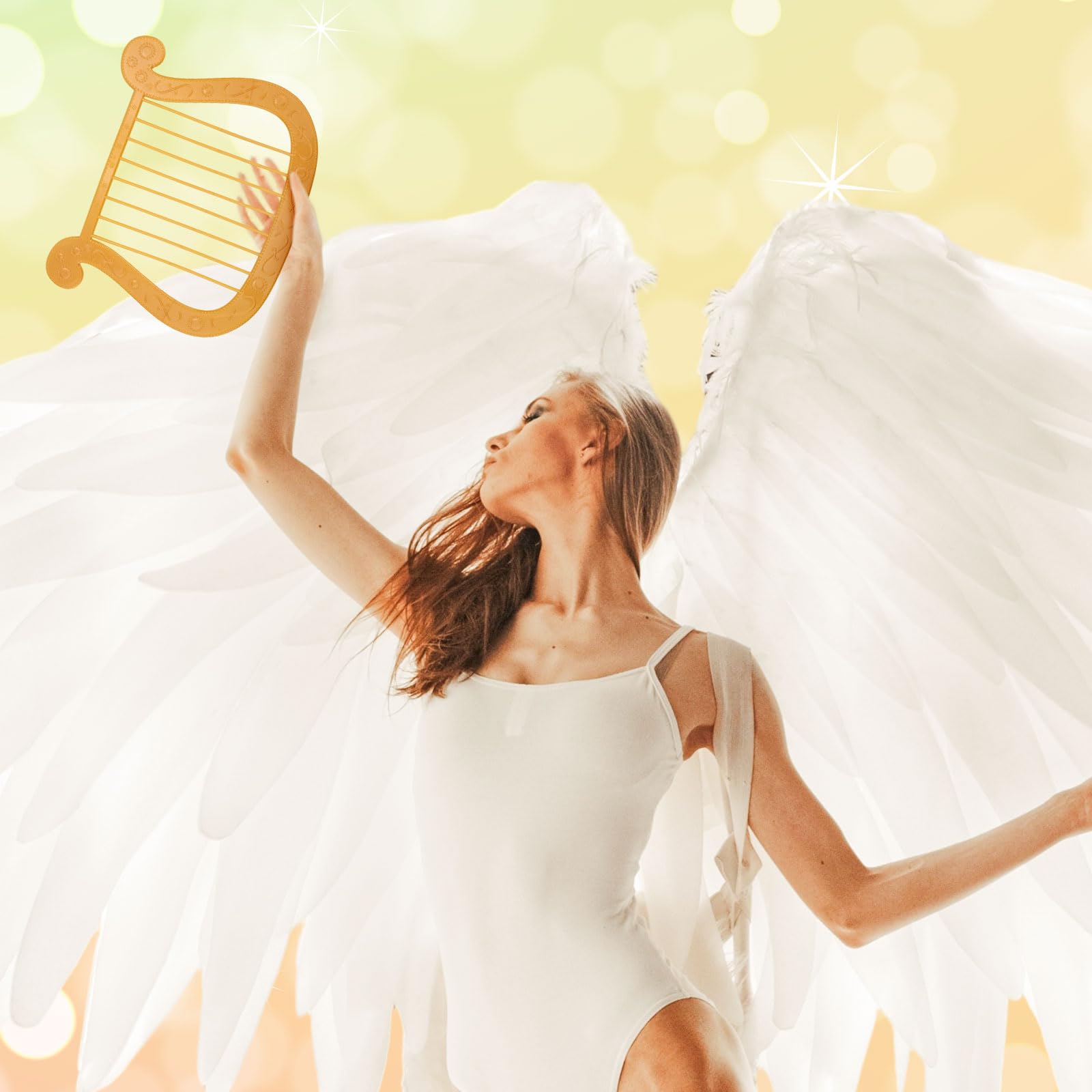 Angel Harp, Gold Plastic Harp Prop Halloween Christmas Angel